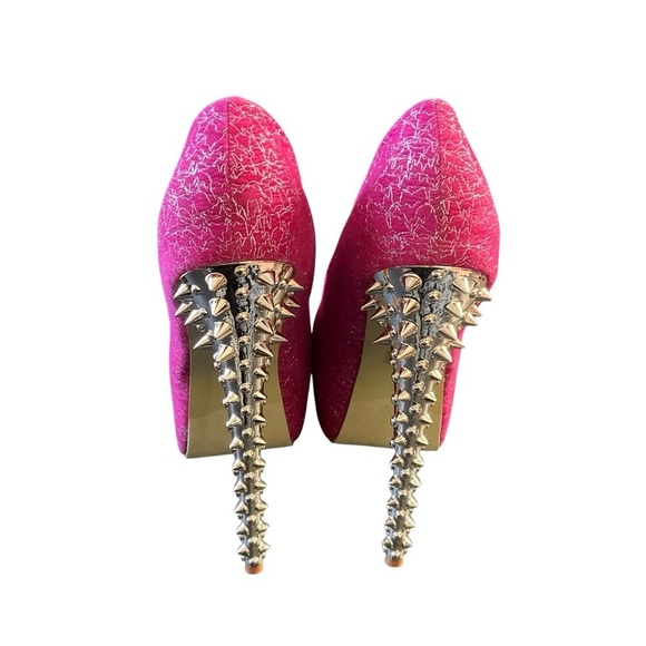 CR Collection Pink Silver and Gold Spiked Stiletto Heels - Picture 9 of 10